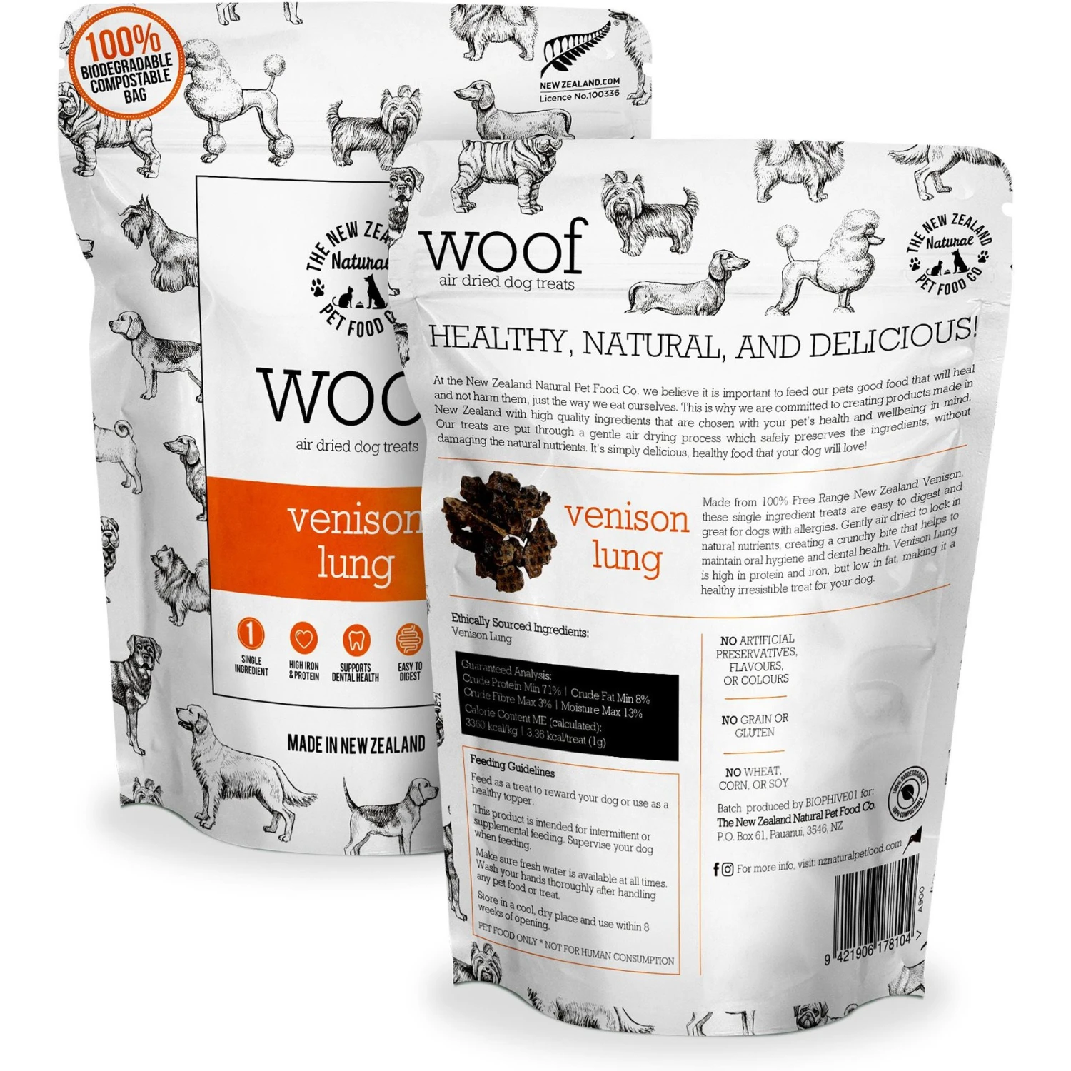 The New Zealand Natural Pet Food Co. Woof Venison Lung Air Dried Dog Treat, 1.76-oz Bag 2 The New Zealand Natural Pet Food Co. Woof Venison Lung Air Dried Dog Treat, 1.76-oz Bag - Image 2