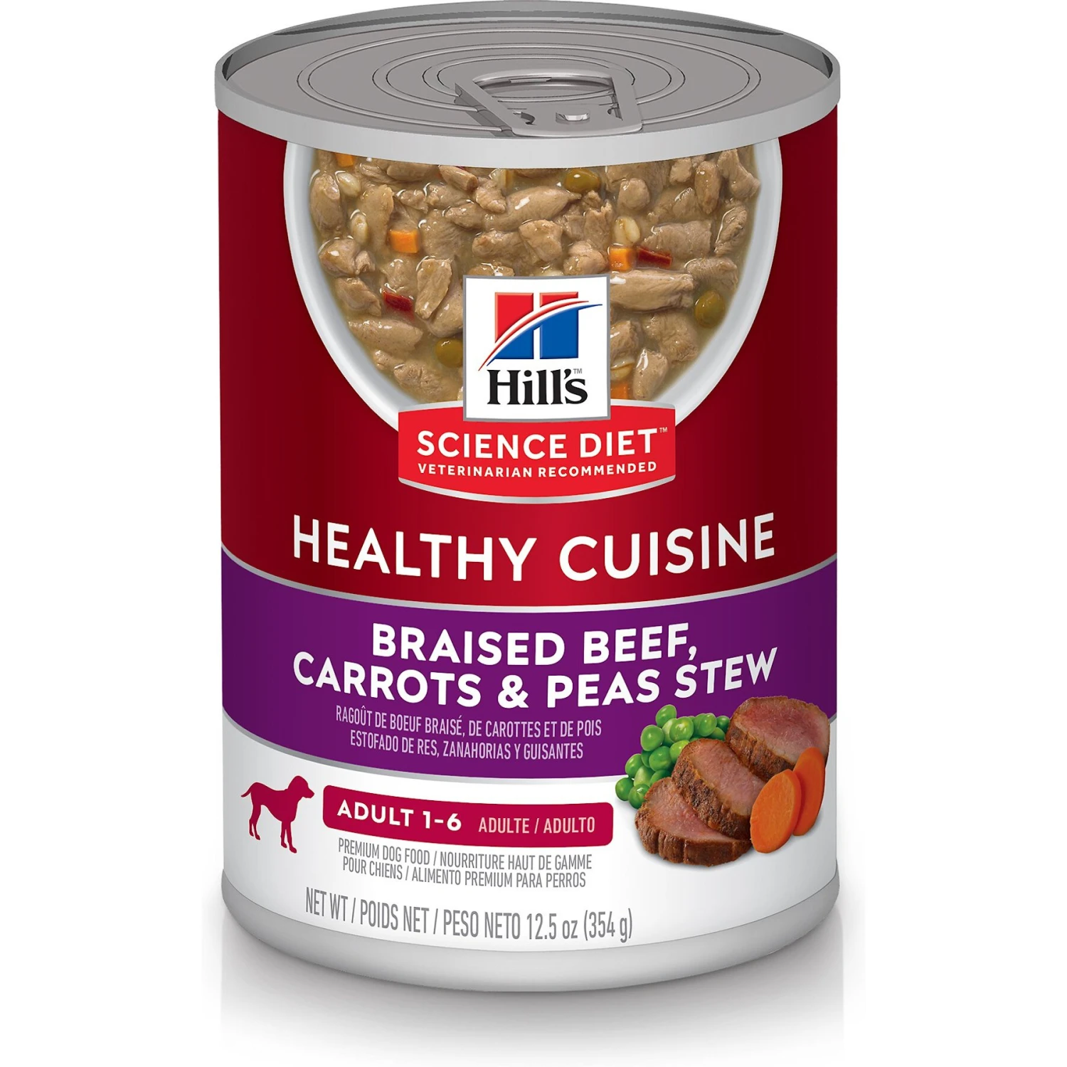 Hill's Science Diet Adult Healthy Cuisine Braised Beef, Carrots & Peas Stew Canned Dog Food 1 Hill's Science Diet Adult Healthy Cuisine Braised Beef, Carrots & Peas Stew Canned Dog Food