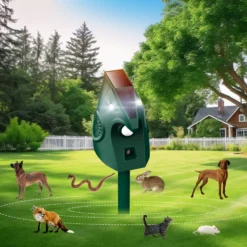 Hoistspark PIR Motion Detector Animal Repeller Devices With Solar Energy & 2 Working Modes Dog Bark Control, Green