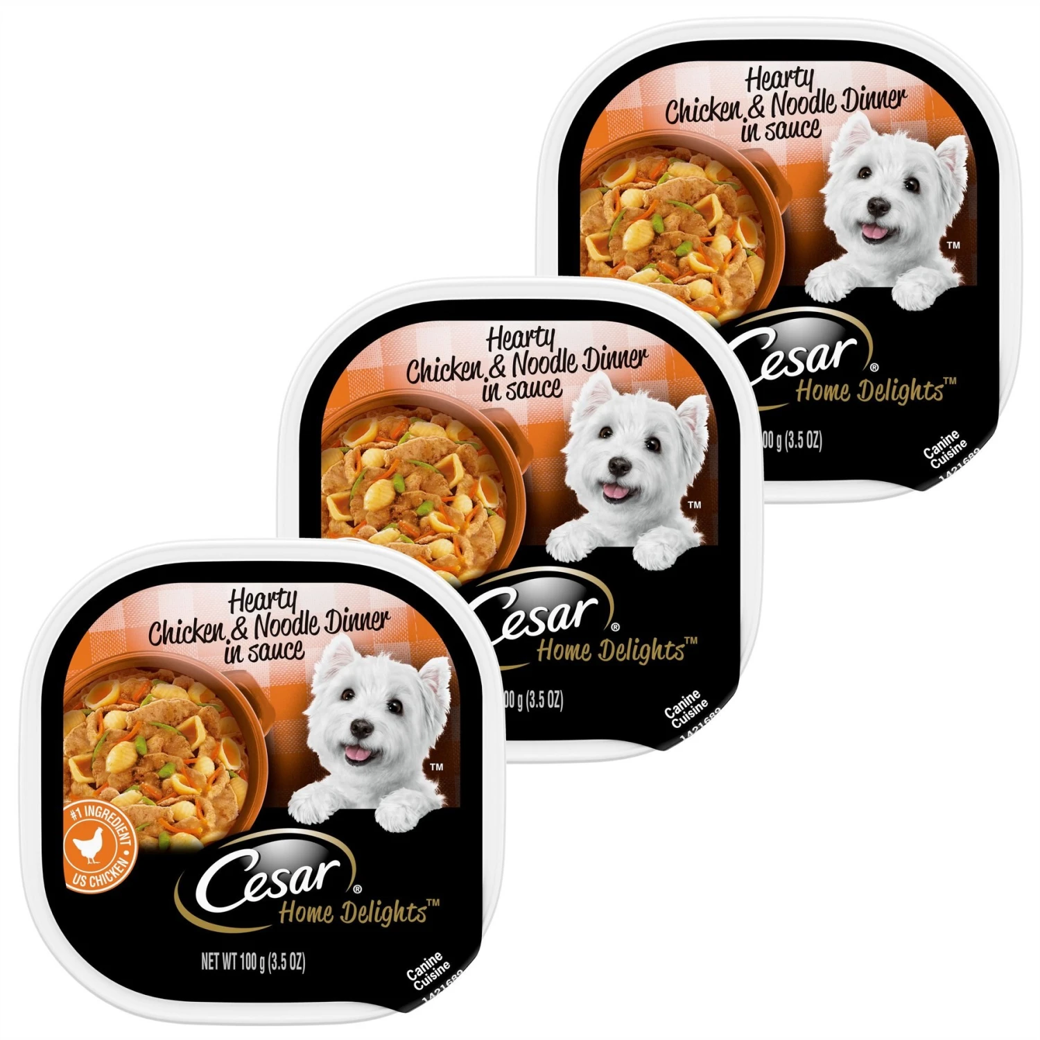 Cesar Home Delights Hearty Chicken & Noodle Dinner In Sauce Wet Dog Food, 3.5-oz Tray 1 Cesar Home Delights Hearty Chicken & Noodle Dinner In Sauce Wet Dog Food, 3.5-oz Tray