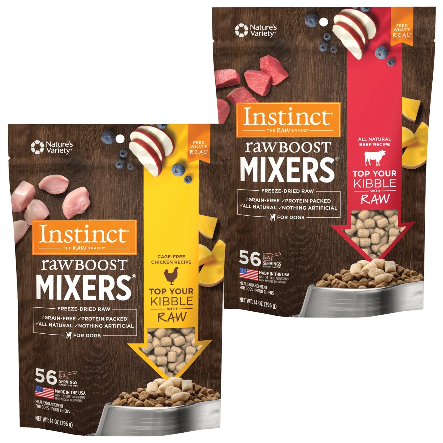 Instinct Raw Boost Mixers Beef Recipe Grain-Free Freeze-Dried Dog Food Topper & Instinct Raw Boost Mixers Chicken Recipe Grain-Free Freeze-Dried Dog Food Topper 1 Instinct Raw Boost Mixers Beef Recipe Grain-Free Freeze-Dried Dog Food Topper & Instinct Raw Boost Mixers Chicken Recipe Grain-Free Freeze-Dried Dog Food Topper