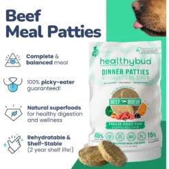Healthybud Beef Patties Freeze-Dried Dog Food, 14-oz Bag -Pawsphoria Sales Store 992606 PT3. AC SS1800 V1702938446